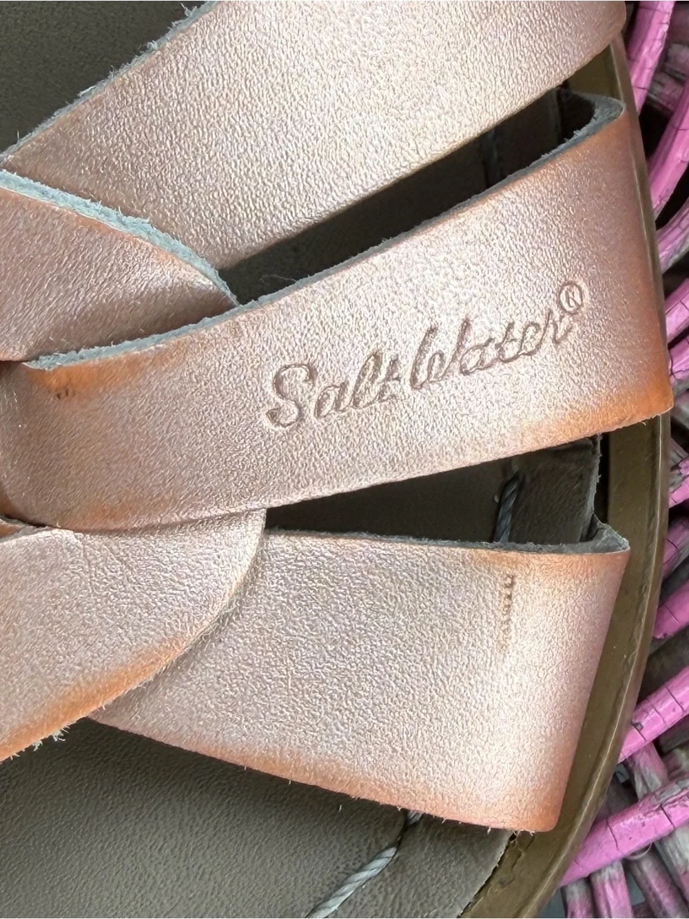 Rose Gold Saltwater Classic Sandal, child sz 10